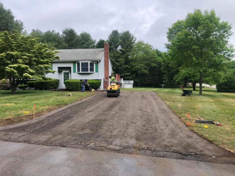 Driveway and pathway before being paved by Barry's Paving & Sealcoating