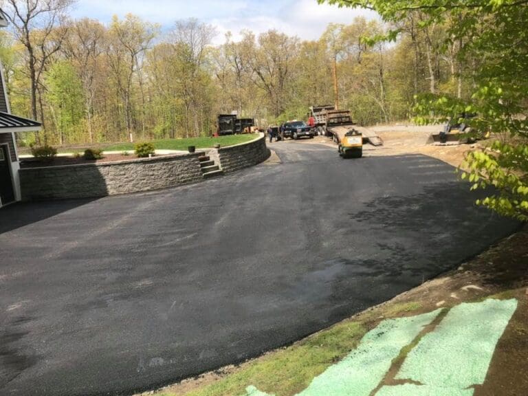 Large driveway after being paved