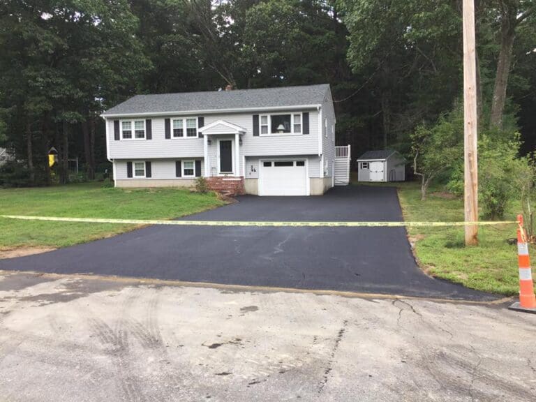 Large driveway after being paved